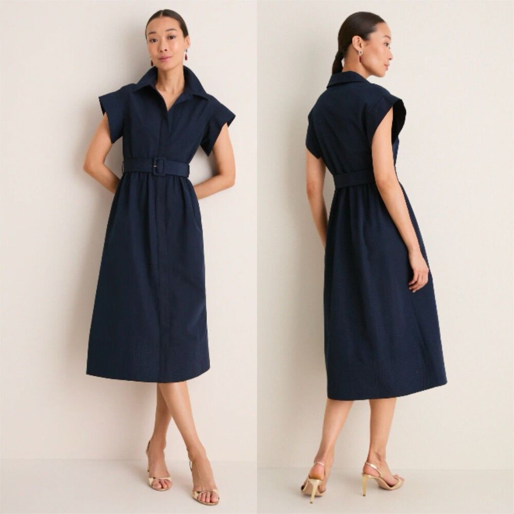 TUCKERNUCK Women’s Navy Chloe Belted Dress Sz Small NWT